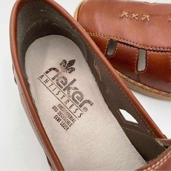 Rieker Leather Anti-Stress Comfort Loafers Slip On Shoes Flats Brown Size 9.5 - Picture 2 of 8